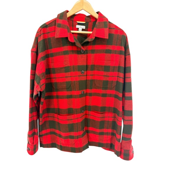 L.L. Bean Tops - LL Bean Signature Archive Flannel Shirt Women XL Red Plaid Chamois Cloth Pockets